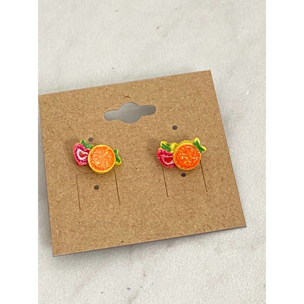 Summer earrings glitter stud earrings fruit orange slices - Picture 6 of 7